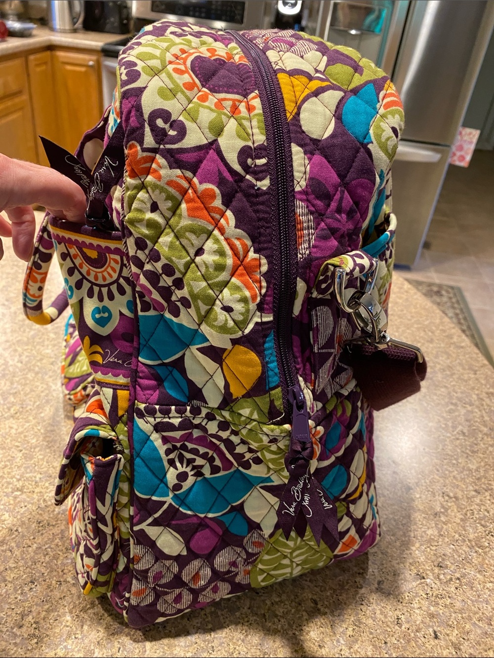 Vera Bradley Plum Crazy Quilted Travel Bag Shoulder Strap Weekender SMELLS MUSTY - Picture 16 of 17